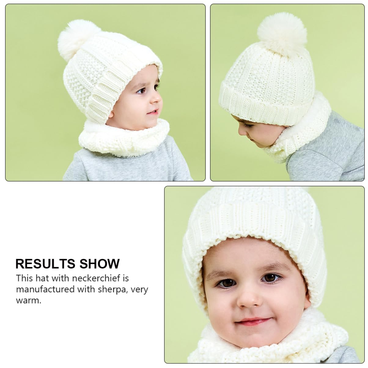 Kindermütze Wintermütze für Strickmütze für Kappe Schal Hüte Mütze mit Bommel strickmütze wintermütze Warme Babymütze warmes Halstuch Acryl Weiß