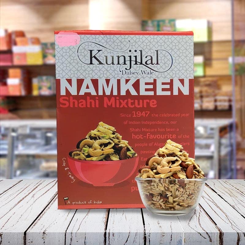 Image of Kunjilal's Shahi Mixture | Premium Roasted Namkeen with Dry Fruits & Desi Ghee | Crunchy Daily Snack | 250 g Pack