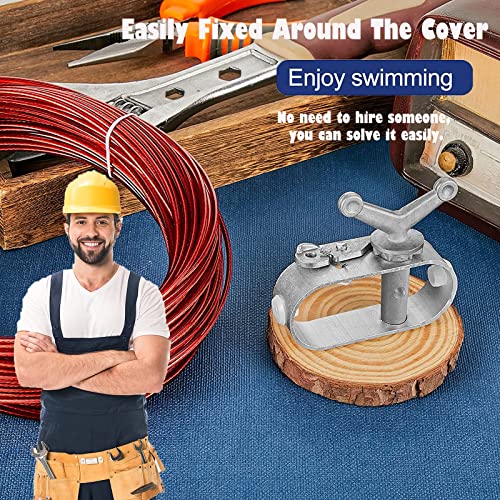 NICESERVER True 100FT Standard Swimming Pool Cover Winch and Cable Pool Cover Wire and Winch for