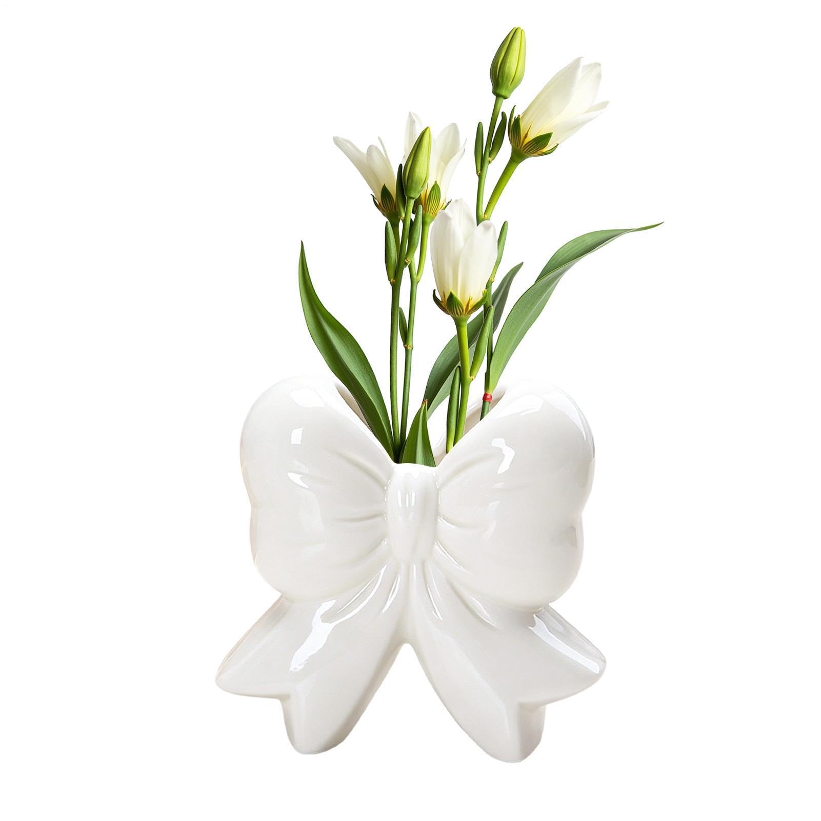 Soporte para pinceles de maquillaje de cerámica y jarrón de flores secas