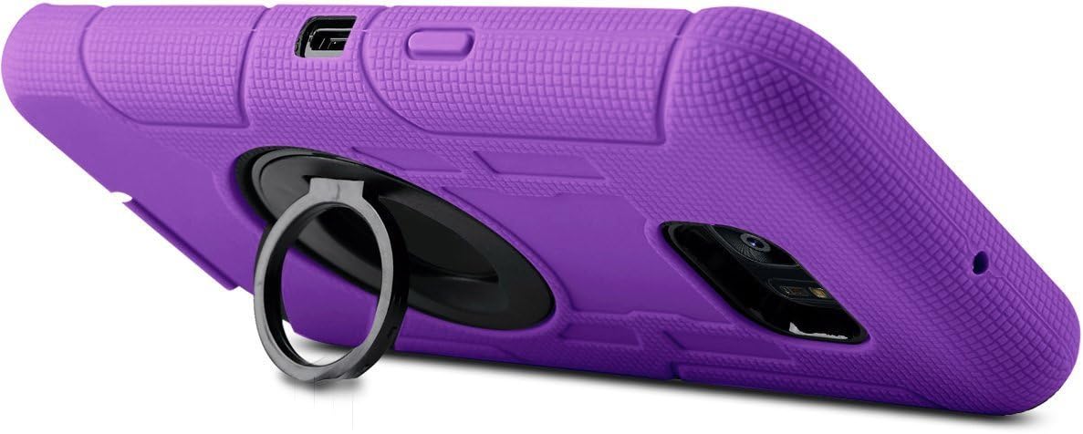 Galaxy S7 Edge Case, J.west Full-body Rugged Shock Absorbing Holster Case WITHOUT Built-in Screen Protector for Samsung Galaxy S7 Edge 5.5 inch with Rotating Kickstand Swivel Belt Clip (Purple/Black)