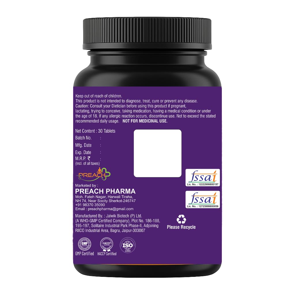 Preach Pharma Veg Advanced Skin Formula with Liposomal Vitamin C, Glutathione, CO Enzyme Q10, Astaxanthin, Vit D3 K2 MK7, For Aging Signs For Pigmentation, Dull & Uneven Skin Tone - 30 Veg Tablets - Image 2 thumbnail
