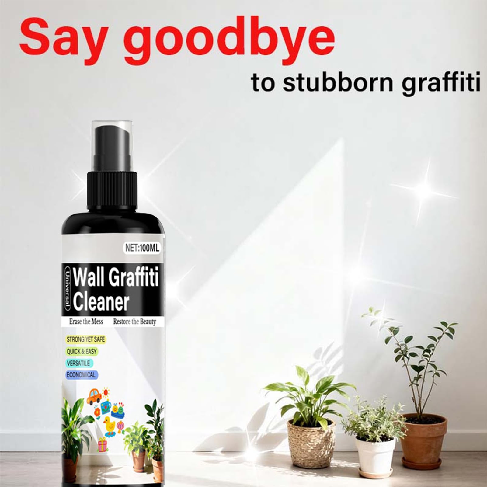 Dissolvant de peinture en spray - 100 ml - Effaceur d'encre - 14 x 3,9 cm - Facile à utiliser - Accessoire de nettoyage portable - Nettoyage de surfaces avec design pratique - Outil de nettoyage pour