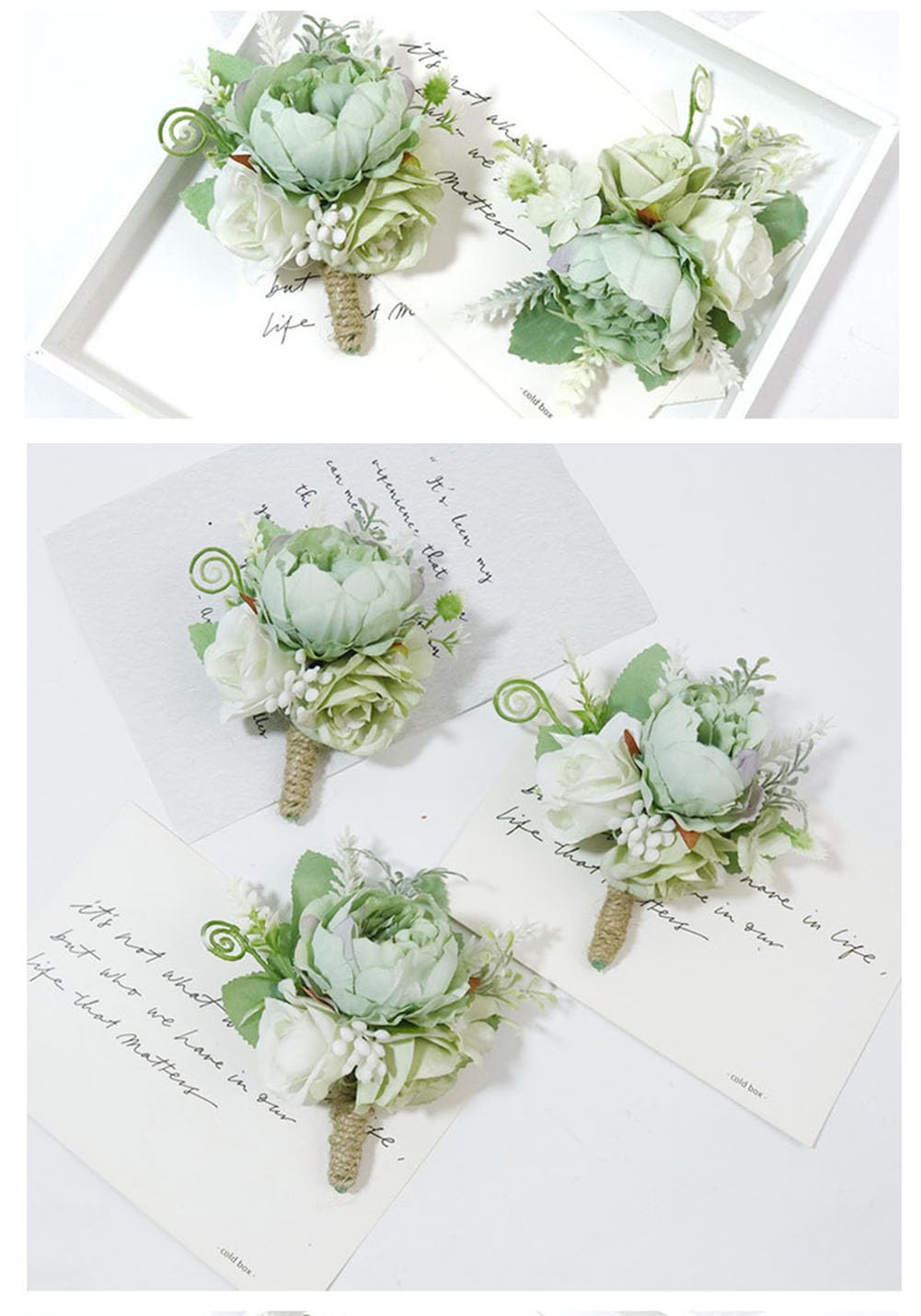 Amazon.com: MAFELOE 2 Pieces Artificial Wrist Corsage and Boutonniere Set,  Groom Groomsmen Bride Bridesmaids Wedding Flowers Accessories Prom Party  Suit Decorations - Light Green : Home & Kitchen
