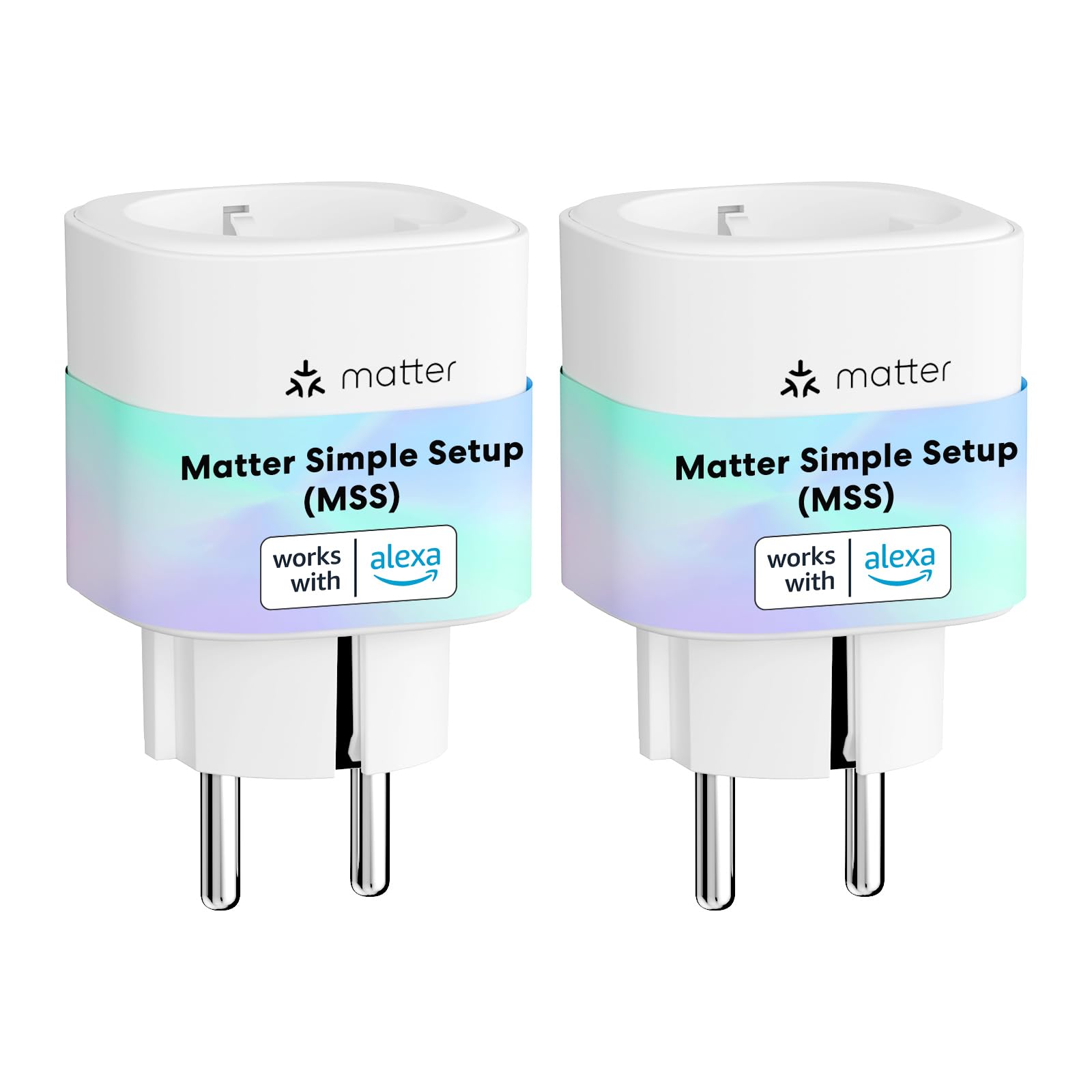 meross Meross Enchufe Inteligente Matter con Consumo de Energía, WiFi Enchufe con Matter Simple Setup(MSS), Mide Producción de Paneles Solares, Compatible con Alexa, Apple Home y Google Home, 2 Unidades