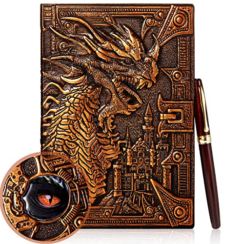 Embossed Leather Journal Writing Notebook with Pen Antique Dragon Journal Lined Paper Hardcover Gifts Journal Notebooks Hardcover Executive Notebooks Travel Diary for Women Men, A5 (Dark Red) Embossed Leather Journal Writing Notebook with Pen Antique Dragon Journal Lined Paper Hardcover Gifts Journal Notebooks Hardcover Executive Notebooks Travel Diary for Women Men, A5 (Dark Red)