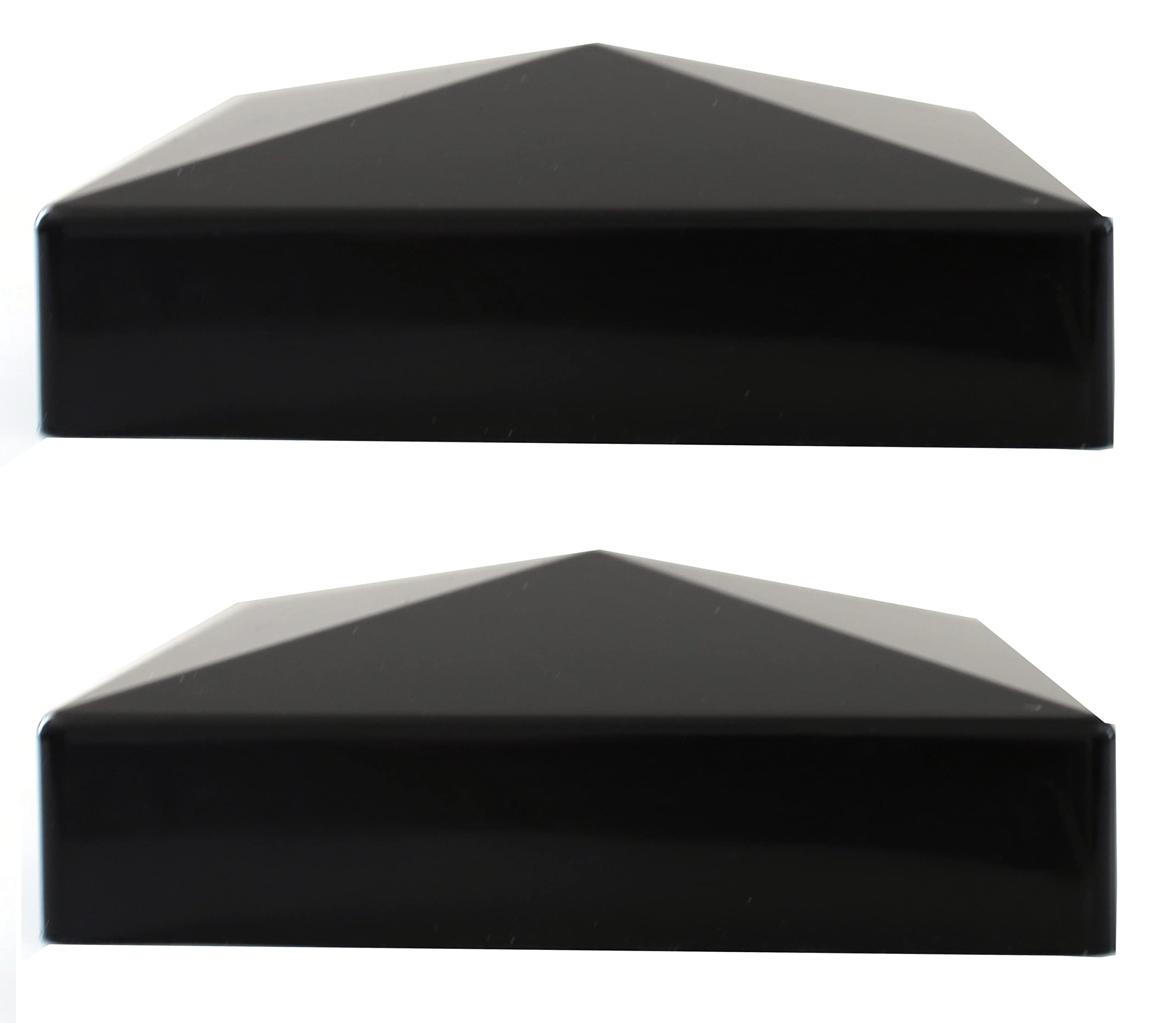 True 5x5 (127mm x 127mm) Plastic Pyramid Vinyl Fence Post Cap Black or White Multiple Quantities for True Actual 5" x 5" Vinyl Posts (2, Black)
