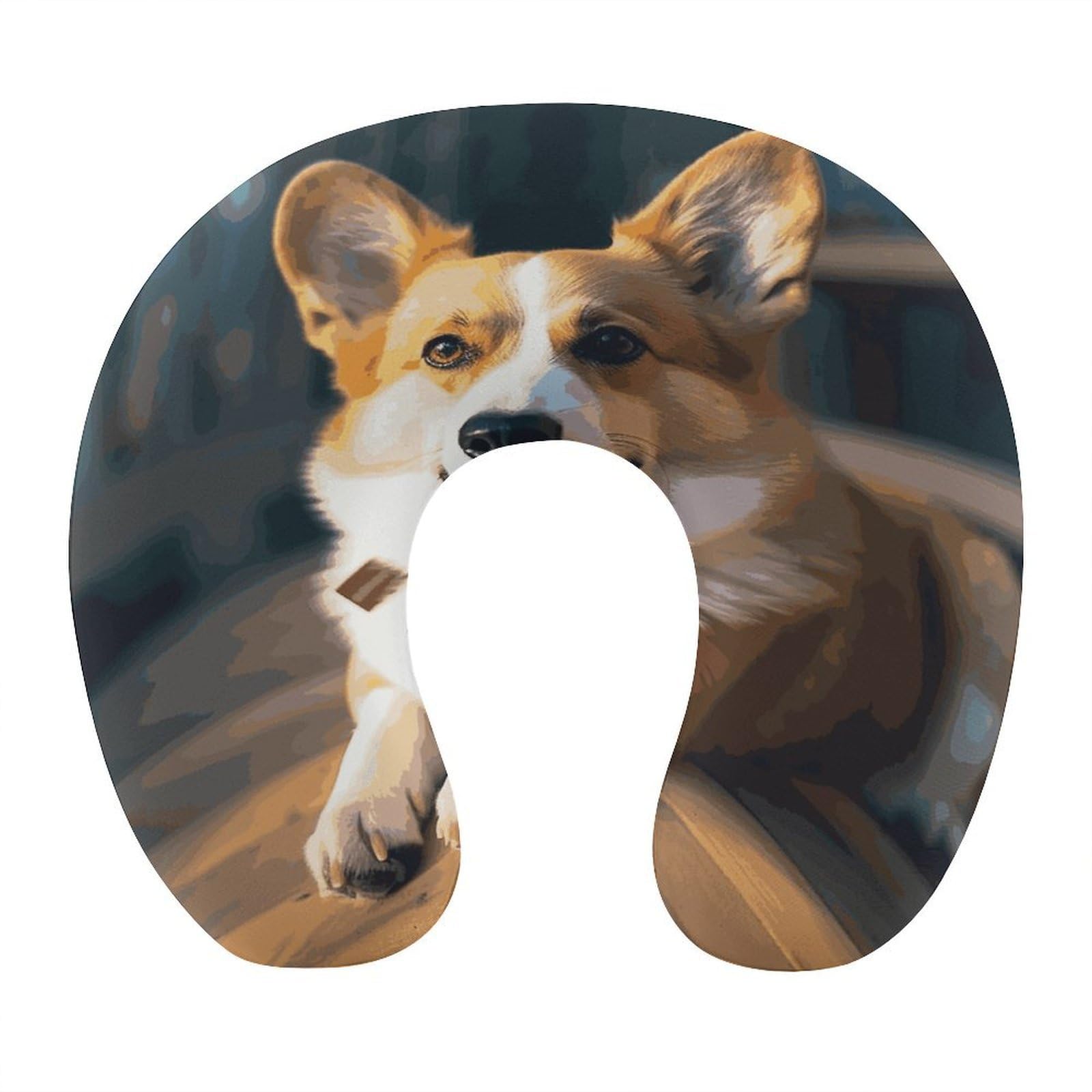 FekiLoot Smart Corgi Travel Pillow U Shaped Neck Pillow Comfortable Memory Foam Pillow Portable Soft Headrest Lightweight Neck and Head Support for Planes Trains Self-Driving Cars