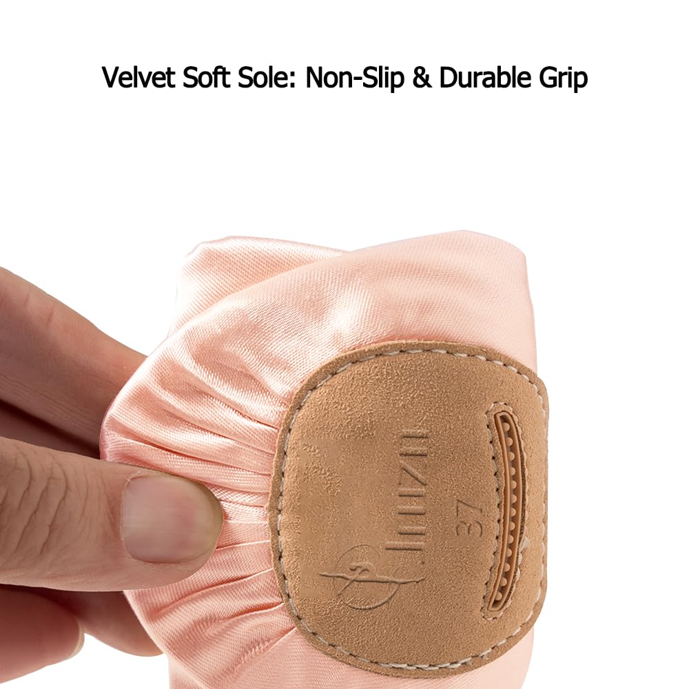 Ballet Shoes for Girls, Toddler Dance Slippers, Premium Satin Ballerina Yoga Flats for Toddler/Little Kid/Big Kid/Women/Boys Pink