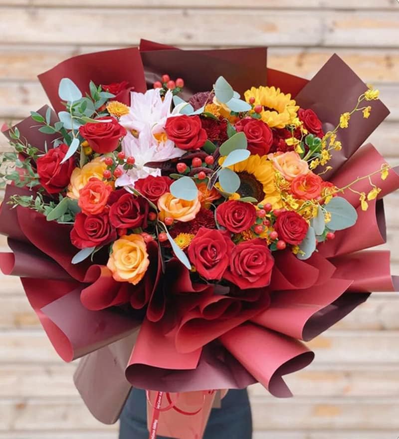 Miniatura 2 de JOSON 20 papel de regalo de doble cara de dos colores, papel de ramo impermeable, suministros de ramo de flores, manualidades de 23 x 23 pulgadas