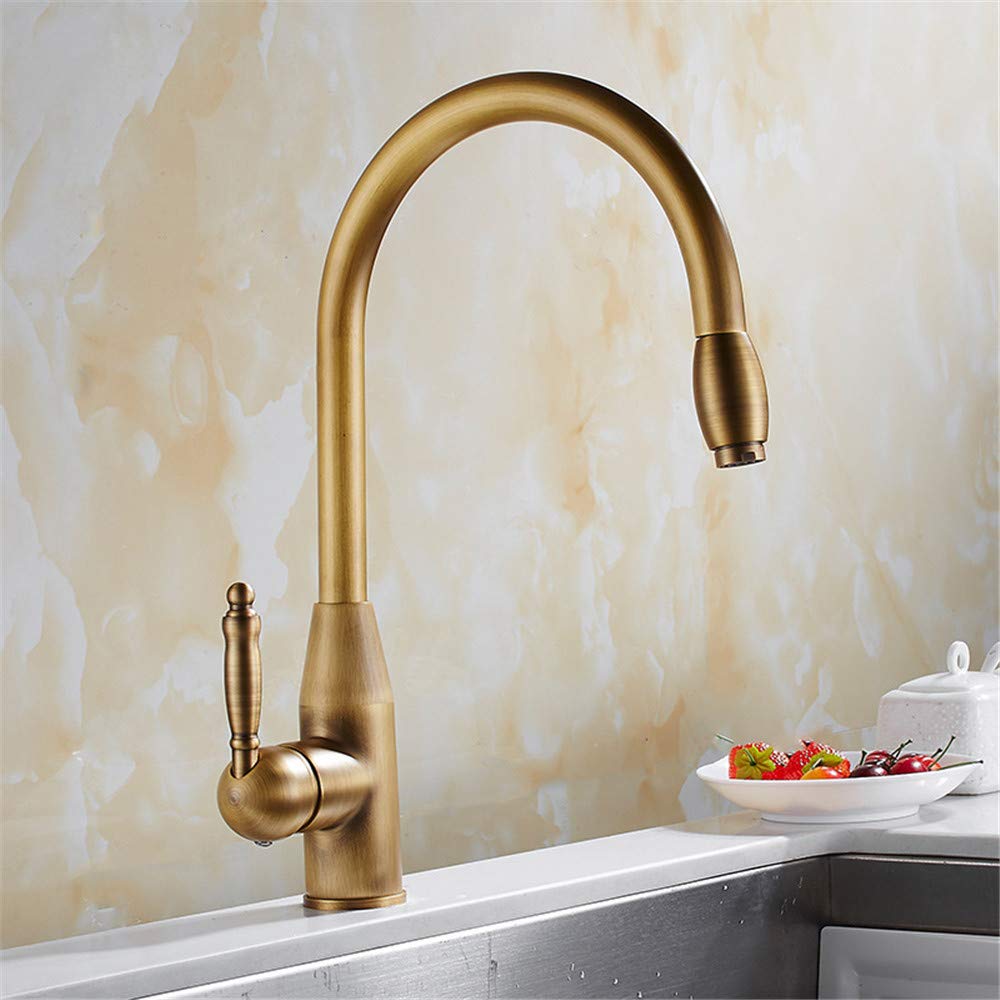 Antiguo Faucet360Hot Cocina Y Un Mezclador De Agua Fría Grados De Rotación Del Fregadero De Cocina Grifo De Latón Con Aireador De Una Manija Con La Cabeza De Ducha Extraíble