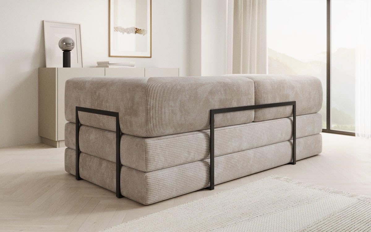 Luxusbetten24 Lazy Designer Sofa 3-Seater in Cord Beige