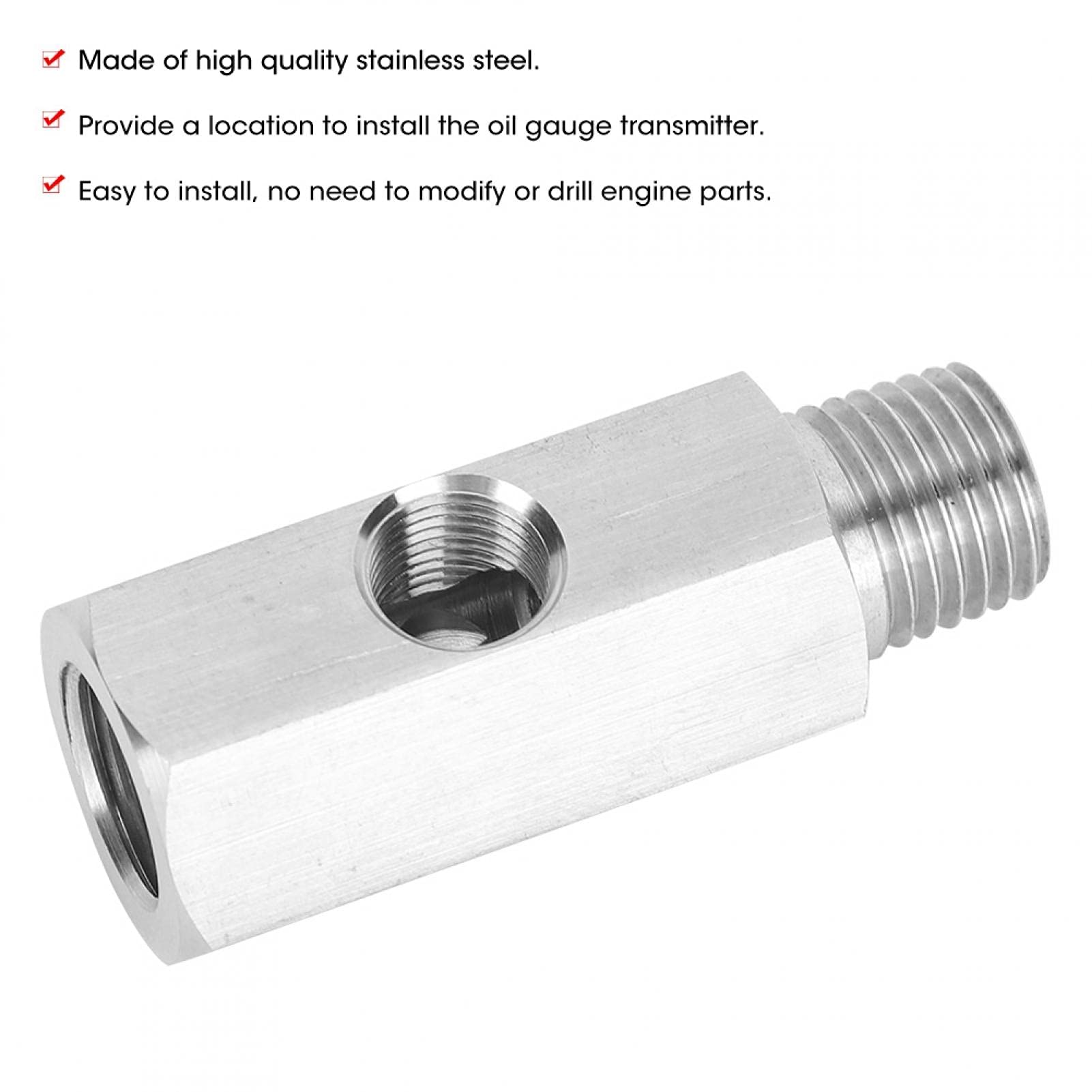 Weit verbreiteter Automotorzylinder 1/4 Npt Adapter 1/8 T304 Stahl Öldruckmesser Öldrucksensor Adapter mit Adapter O-Ring passend für die meisten Motoren aus Edelstahl