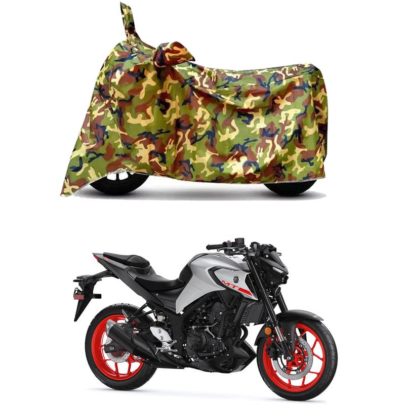 Image of Waterproof 100% PVC Coated Full Bike Scooty Two Wheeler Body Cover Compatible for Yamaha MT-03 /UV-Rays /Heat Protection /Birds Dropping /Scratchproof /Dust Proof /All Varients[6X6 Jungle Print]