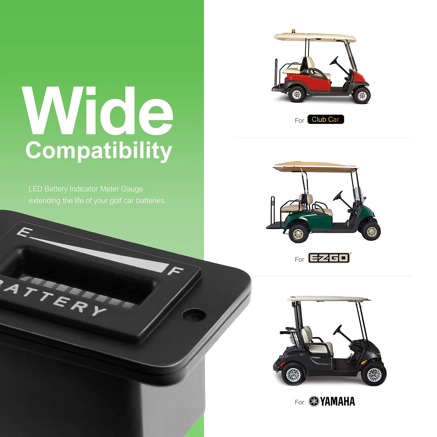 48V led Battery Indicator 48 Volt Battery Meter led Voltmeter Gauge led Digital Voltmeter for Golf Cart Club Car EZGO Yamaha