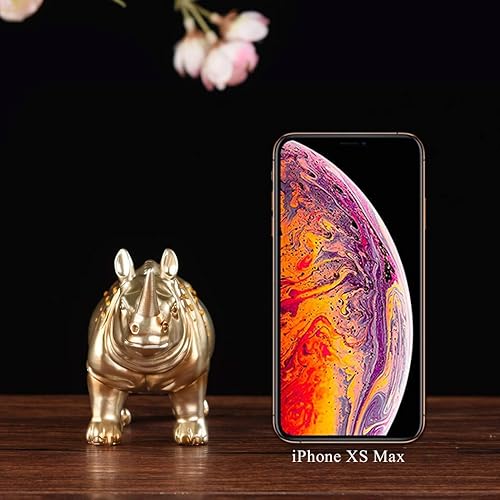 Miniatura 3 de BRASSTAR Estatua de rinoceronte hecha a mano de resina coleccionable, decoración de oficina en casa, escultura de rinoceronte, regalo de vida