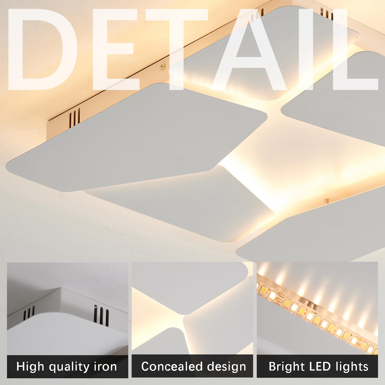 50 Cm Lampadario Camera Da Letto,Dimmerabile Plafoniera A Led Decorazione,Stereoscopico Metallo Lampada Da Soffitto Con Telecomando,Plafoniera Per Camere Da Letto Cucina Corridoio Ufficio,52W