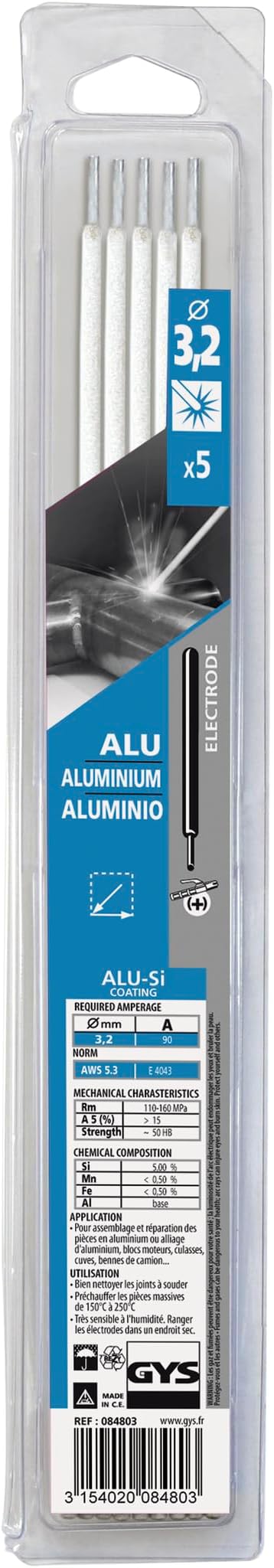 GYS - 084803 - GYS Aluminium Electrodes - Ø3.2 (5 Pack)