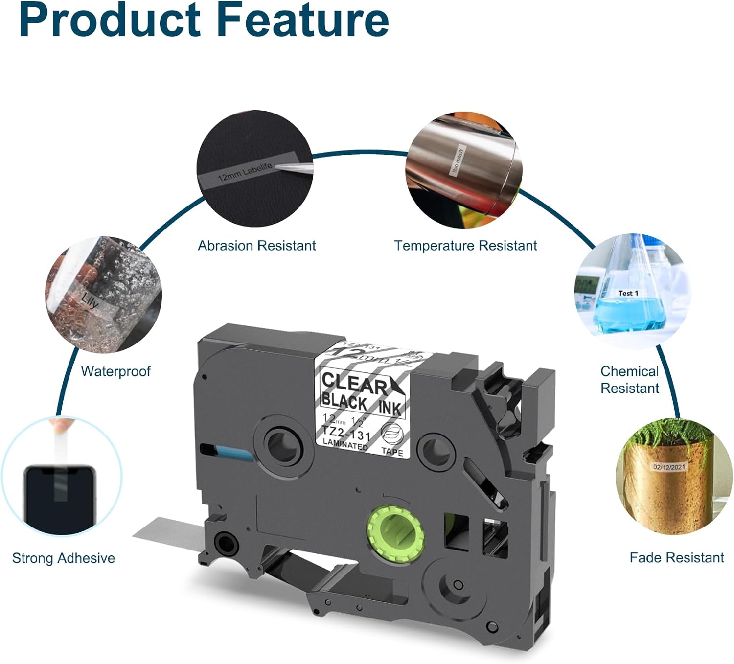 TZe-131 12mm 0.47 Laminated Clear Replacement for Brother P-Touch Label Tape TZe-131 Compatible with Brother Label Maker Tape Black on Clear Work for Ptouch PT-H110 PT-D210 Refills, 4-Pack - Image 5