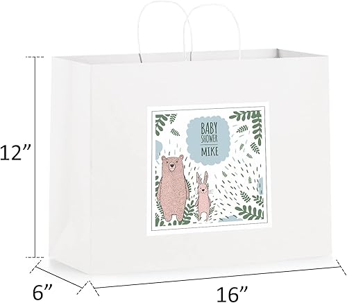 Miniatura 2 de Eupako Bolsas de papel de 16 x 6 x 12 pulgadas, bolsas de papel grandes blancas con asas a granel, bolsas de papel Kraft, bolsas de compras de