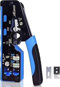 All-In-One RJ45 Crimp Tool with Hand-Twist Screw and Wire Terminal Crimper for CAT7/CAT6A/CAT6/CAT5E/CAT5, Ethernet Crimper RJ45 crimper RJ45 Pass Through Crimp Tool Ethernet Crimping Tool