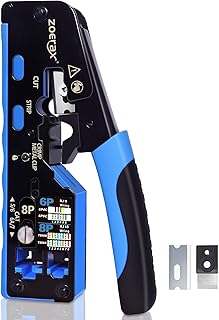 All-In-One RJ45 Crimp Tool with Hand-Twist Screw and Wire Terminal Crimper for CAT7/CAT6A/CAT6/CAT5E/CAT5, Ethernet Crimper RJ45 crimper RJ45 Pass Through Crimp Tool Ethernet Crimping Tool