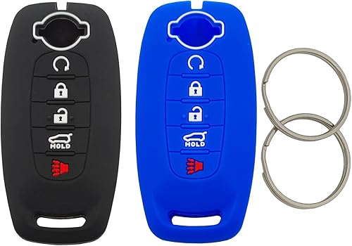 Funda protectora de silicona para llavero Nissan Pathfinder Rogue Kicks 2023 2024 (negro + azul)