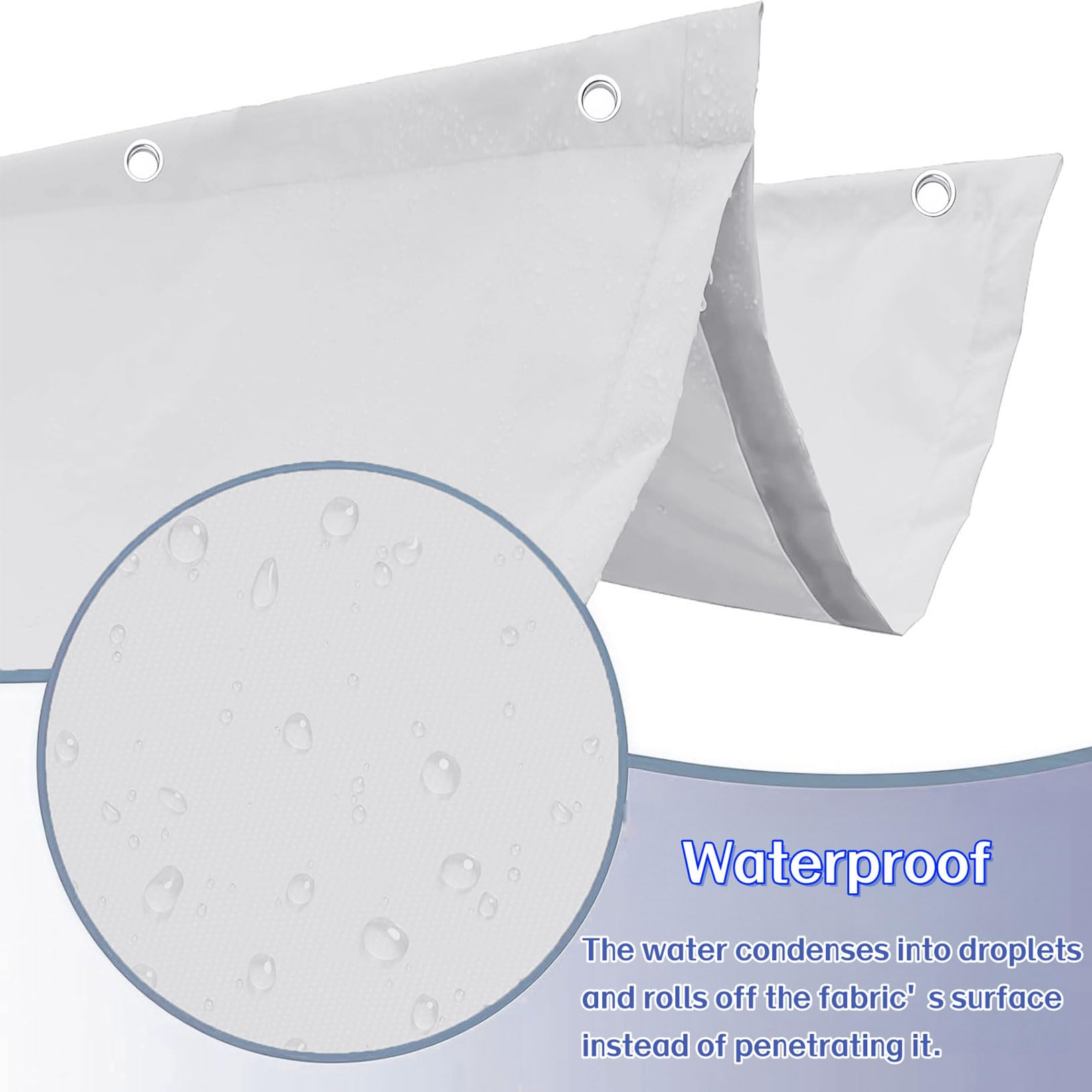 Sonnensegel Verstellbar Welle 120 x 400 cm Nach Maß Verstellbar 95% Uv-Schutz Wasserdicht Sonnensegel Balkon Inkl. Befestigungsseilen für Balkon Terrasse Garten Pool Camping, Weiß