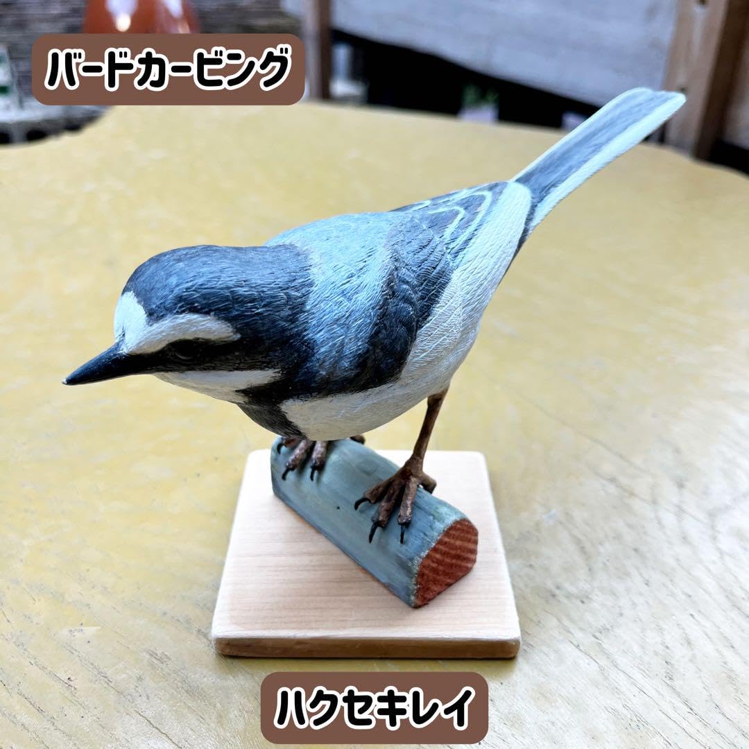 小さなバードカービング ハクセキレイ 野鳥 木彫り Amazon.co.jp: 【期間限定 バードカービング 木彫り