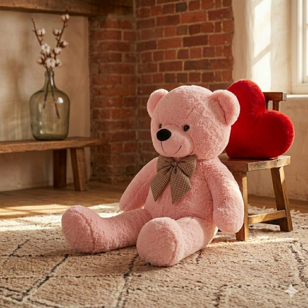 Niku Skin Friendly Ultra Soft 3 Feet Teddy Bear for Kids, Lovable Huggable Cute Soft Giant Teddy Bear for Girlfriends/Wife/Kids/Husband - (Pink, 85 cm) 1