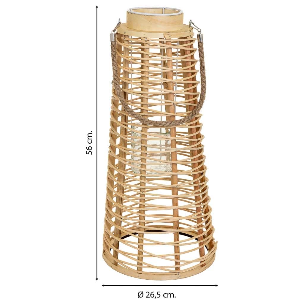Farol portavelas de ratán marrón d26,5x56