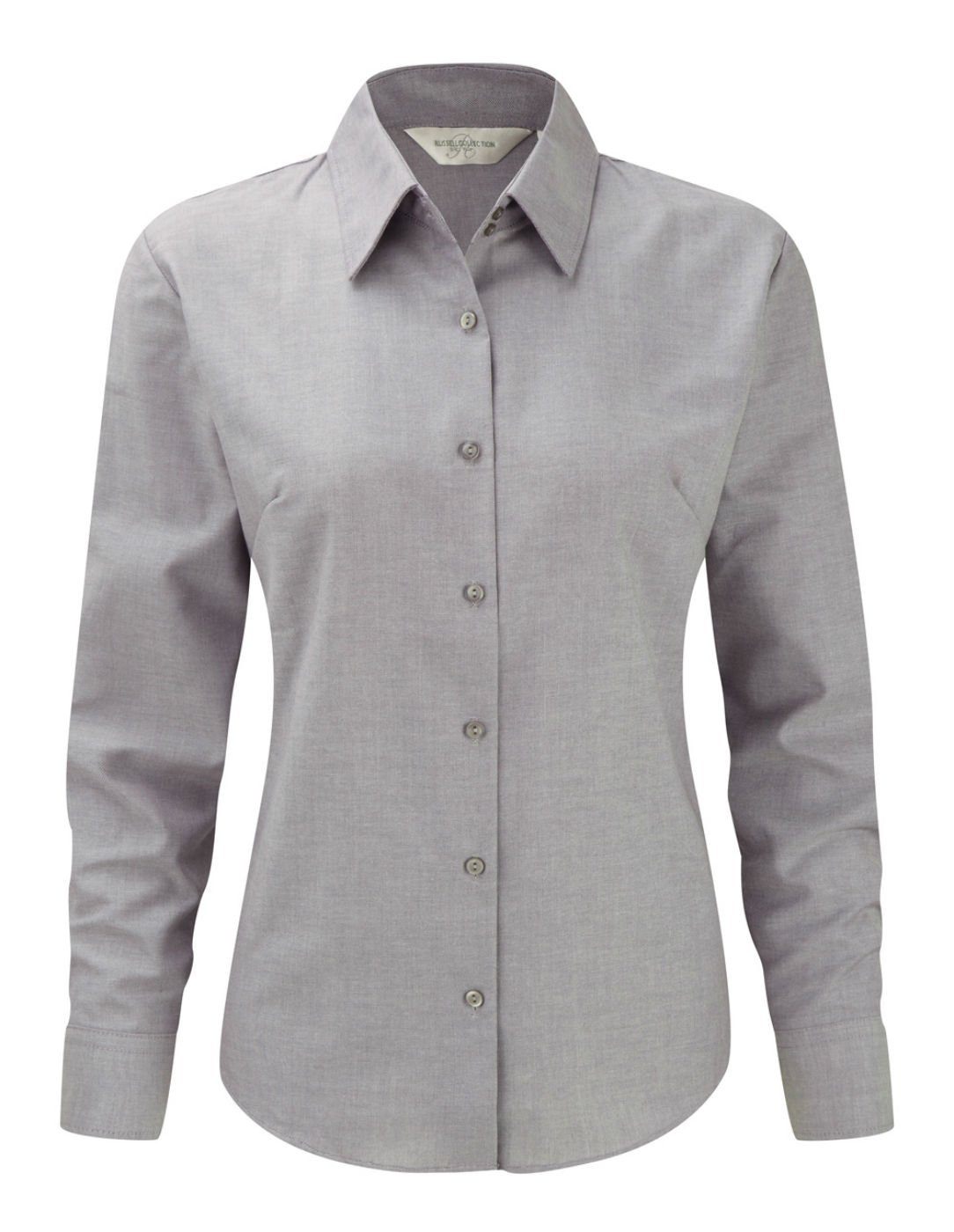 Russell Collection Ladies Long Sleeve Easy Care Oxford Shirt Silver M/12