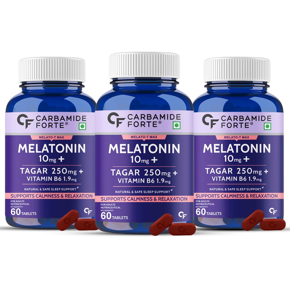 Carbamide Forte Melatonin 10 Mg Sleeping Pills With Tagar 250 Mg | Sleep Supplement For Men & Women | Melatonin Tablet For Restful Deep Sleeps - 60 Veg Tablets. (Pack Of 3), 1200 Grams-image-41
