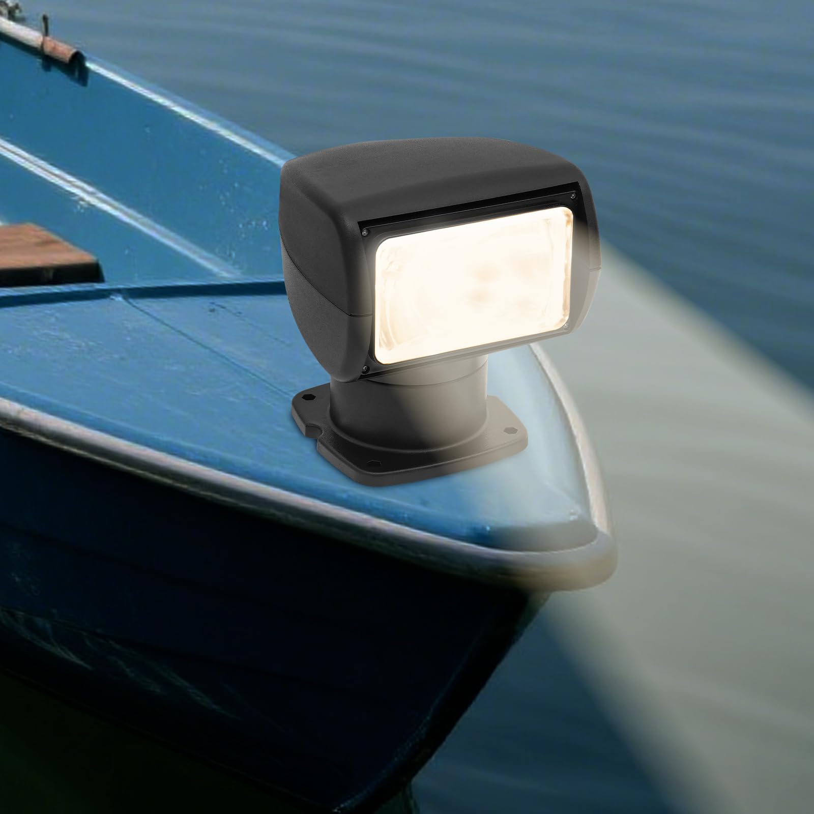 Faro di ricerca a LED da 12 V, 100 W, per barca, con telecomando | IP65, luce da lavoro rotante a 320°, impermeabile, per barca, per caccia notturna, pattuglia marina