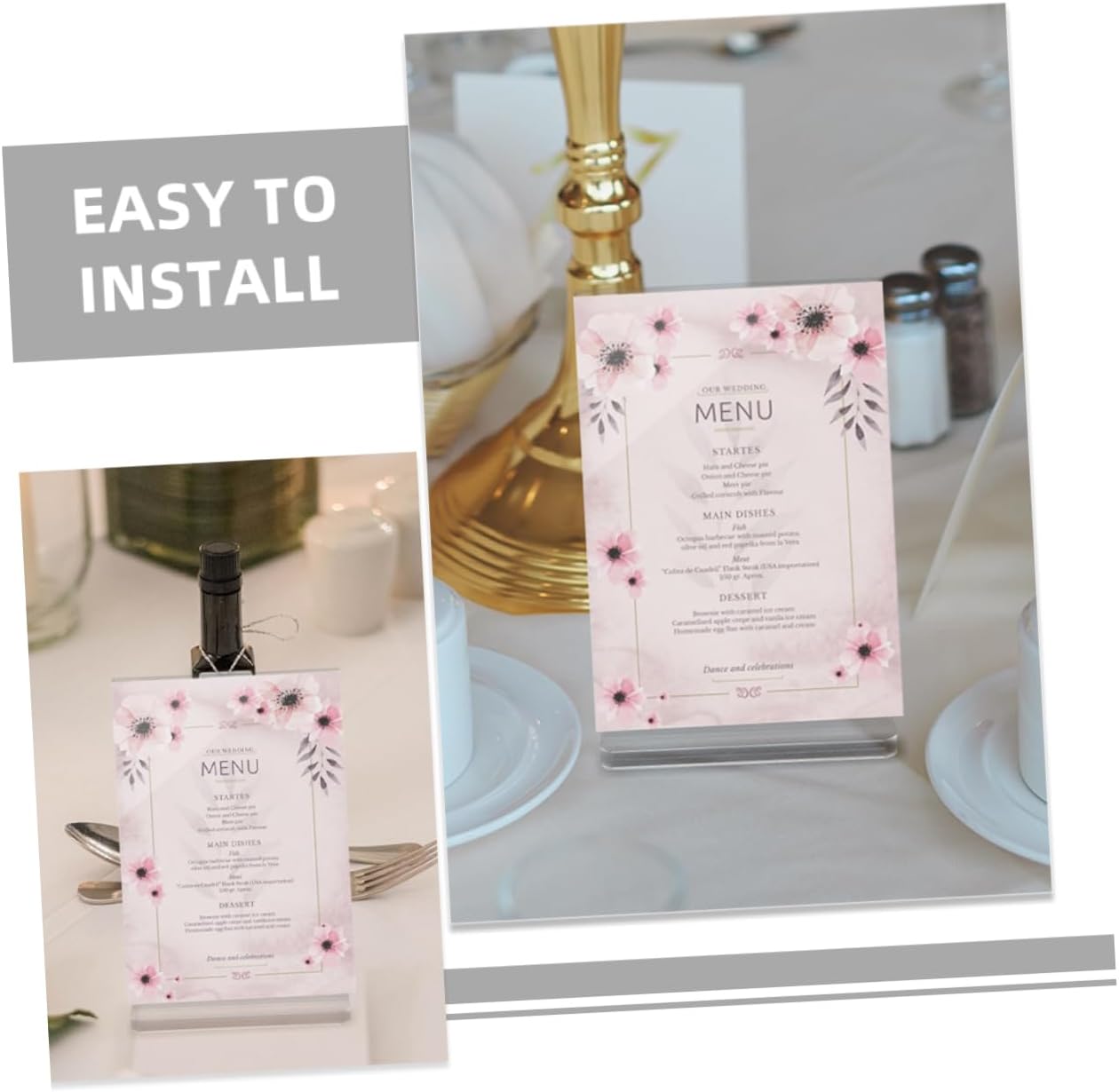 6pcs Clear Acrylic Table Menu Stand Double Sided Display Holder for Restaurant Office Cafe Home Use Stable Base Easy Setup Suitable for Various Information