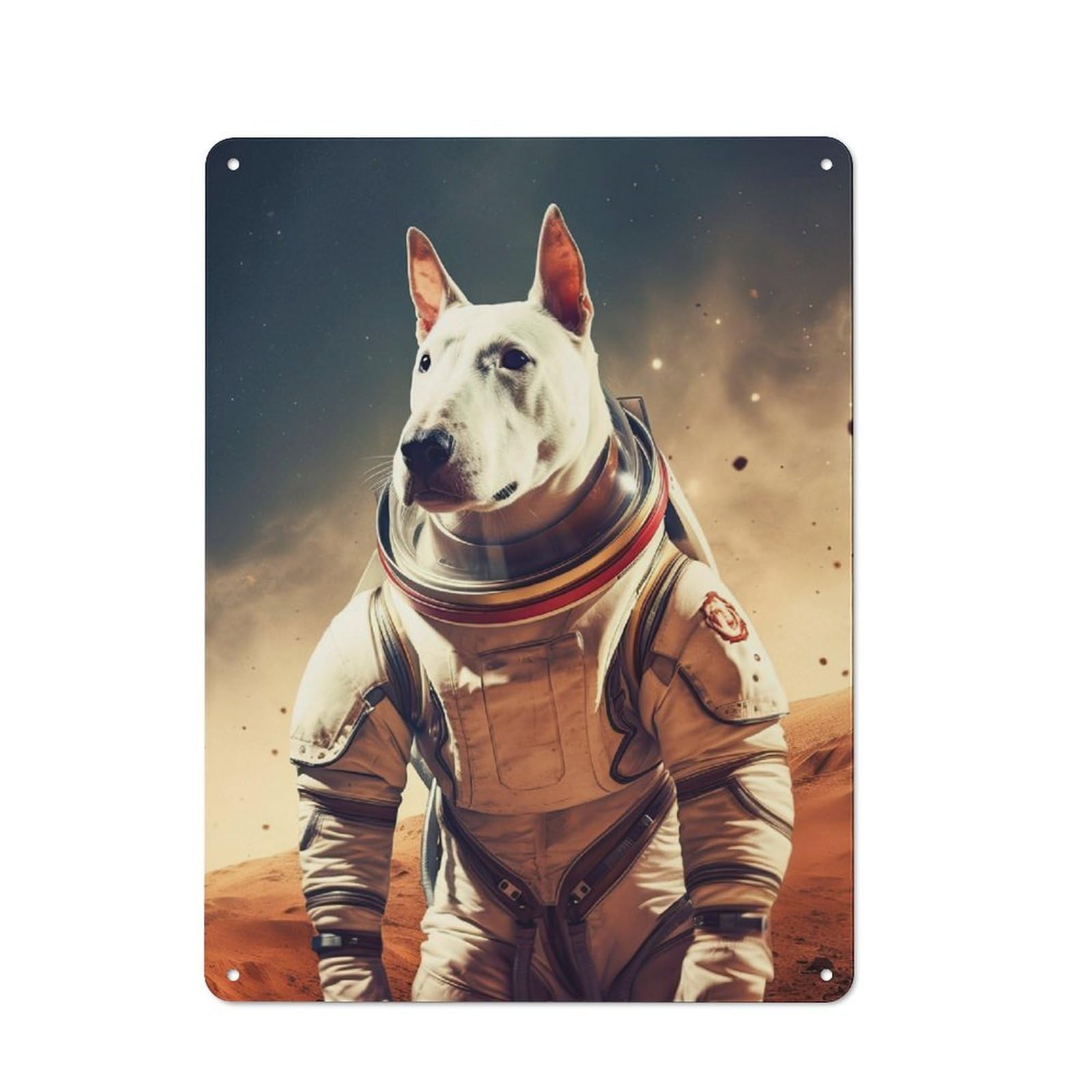 Junmoney English Bull Terrier Mars Vintage Tin Sign 40X30cm For Dining Room Or Kitchen, Suited To Dining Room Decor Fans