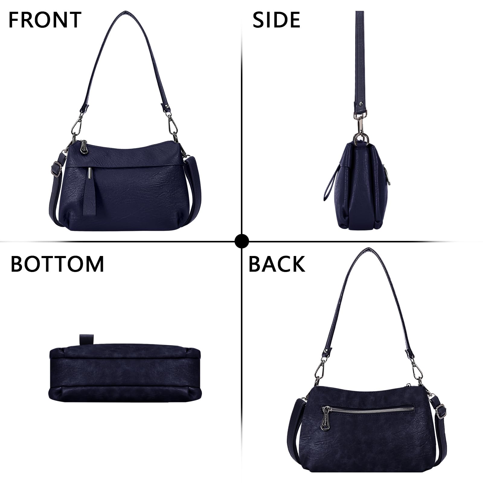 Bolso de piel auténtica para mujer, bolso cruzado de moda y bolso de hombro con 2 correas