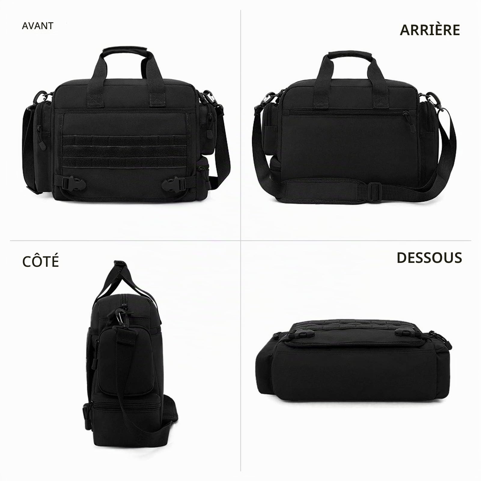 BAIGIO Sac ¨¤ Bandouli¨¨re Tactique Homme Sac ¨¤ Main Militaire Sacoche Porte-document Ordinateur Portable de 15,6 pouces pour Travail Voyage Sport, Noir, 43 x 12 x 29 cm, Noir, 43 x 12 x 29 cm,