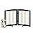 PUPETPO Freestanding Pet Gate for Dogs, Foldable Wooden Dog Gate for House, Stairs, Doorways, Step Over Pet Puppy Safety Fence,Support Feet Included,24 Height 2 Panels, Black&Gold