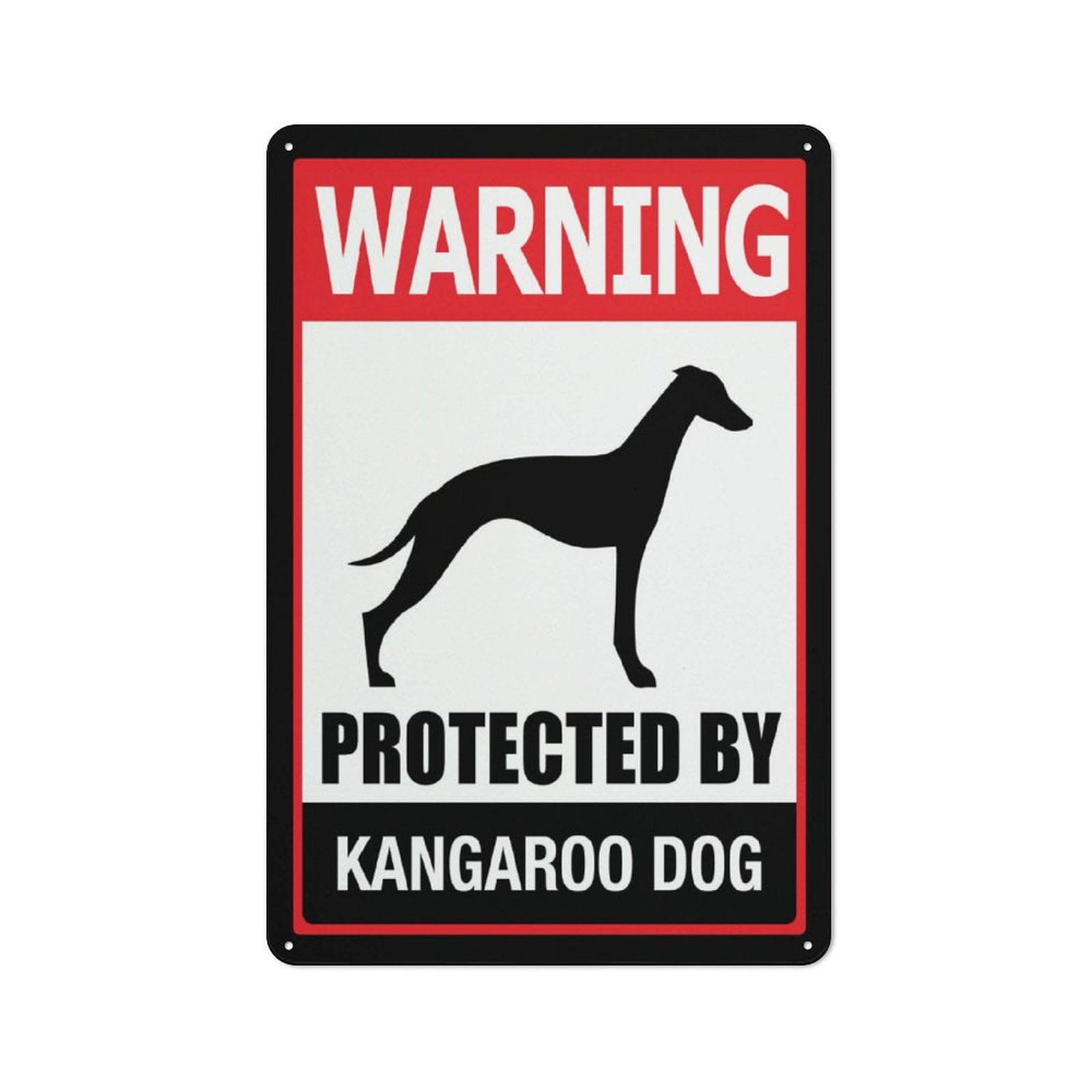 peiyeety Warning Protected By Kangaroo Dog Sign For Business - 8"x12" Rust Free Aluminum UV Printed, 4 Pre-Drilled Holes, Durable Weatherproof