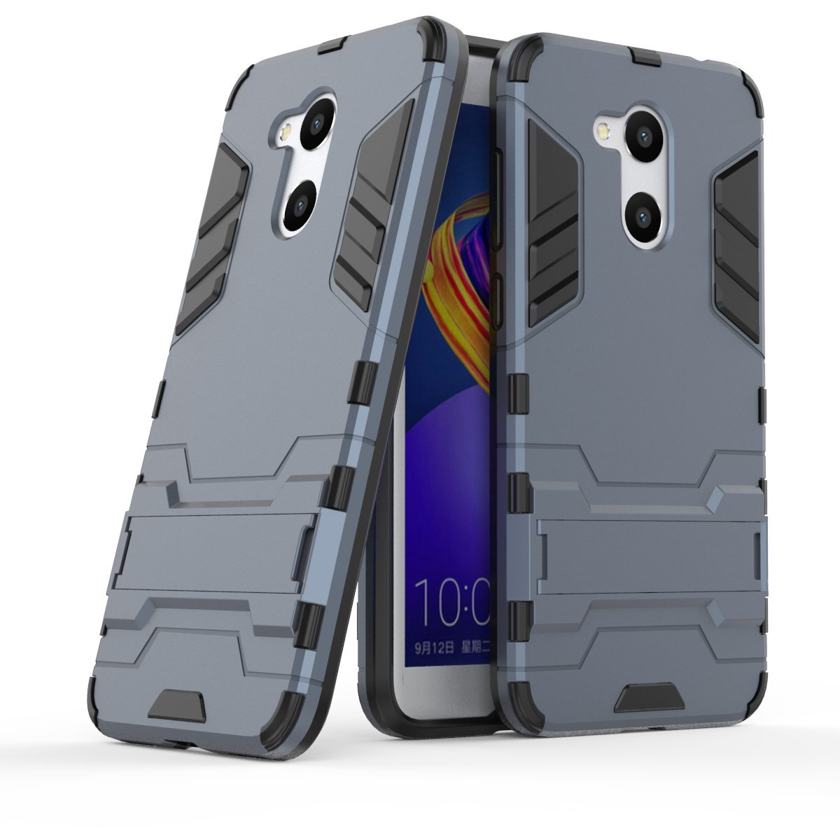 Funda Huawei Honor 9, MHHQ 2in1 Armadura Combinación A Prueba de Choques Heavy Duty Escudo Cáscara Dura PC + Suave TPU Silicona Rubber Case Cover con soporte para Huawei Honor 9 -Black Plus Gray — view 13