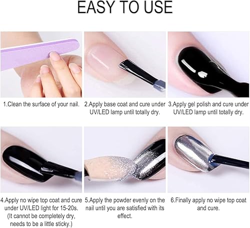 Miniatura 3 de Polvo de uñas cromado sólido morado con purpurina violeta lavanda metálico efecto espejo mágico morado claro perla sirena manicura arte pigmento