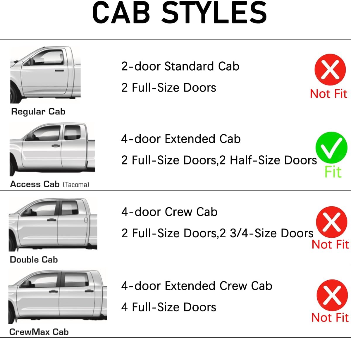 Lightronic Extra Durable Outside-Mount Auto Vent Window Visor, Fits 2005-2015 Toyota Tacoma, Access Cab, UV Protection Rain Guard, Original Wind Deflector, No-Drill Easy Install, Dark Smoke, 4-Pcs
