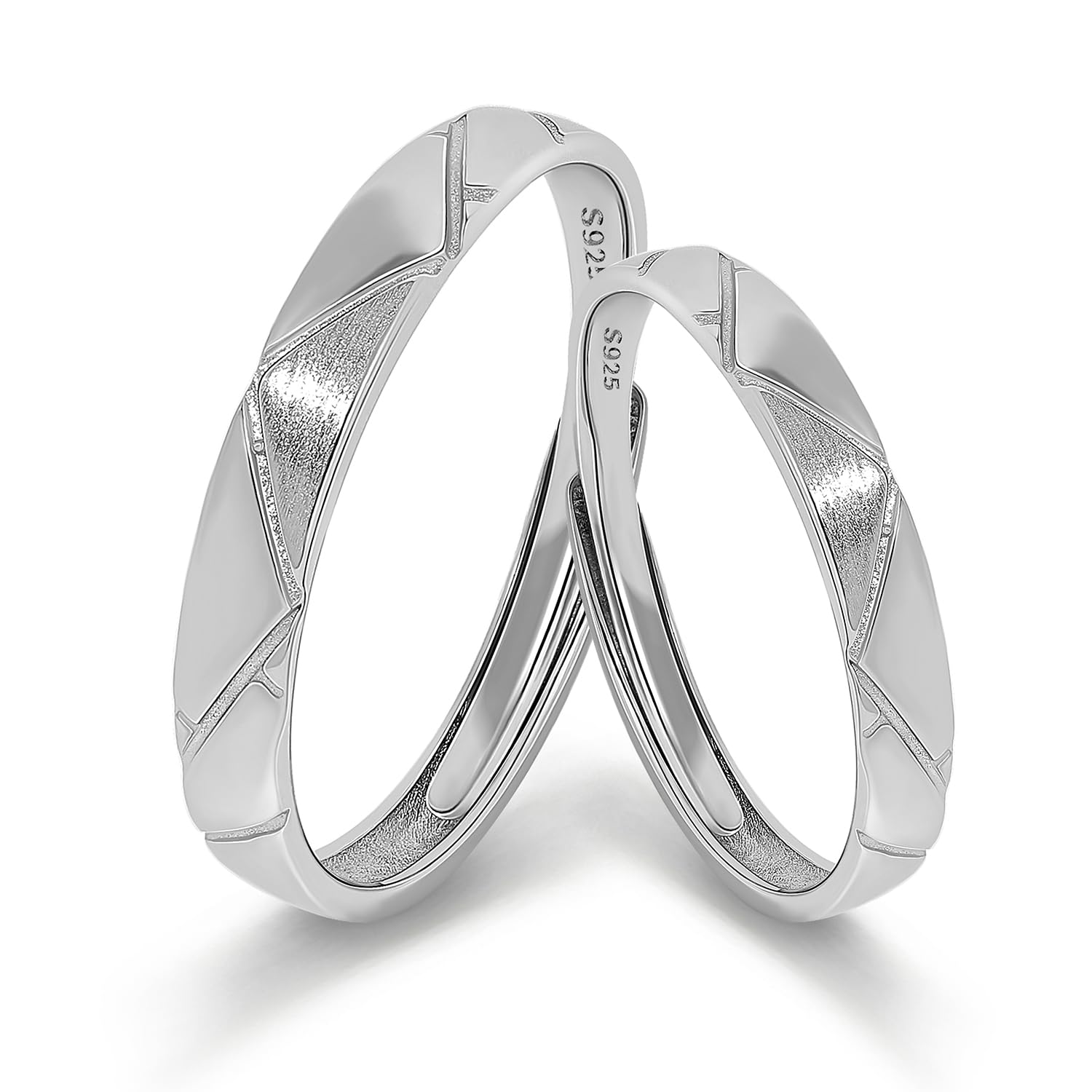 Meissa Anillo de Compromiso Boda para Pareja Novios Alianzas de Plata Pareja de ley 925 Adjustable Diseño de Montañas Regalo de San Valentín Aniversario (Juego de dos anillos)