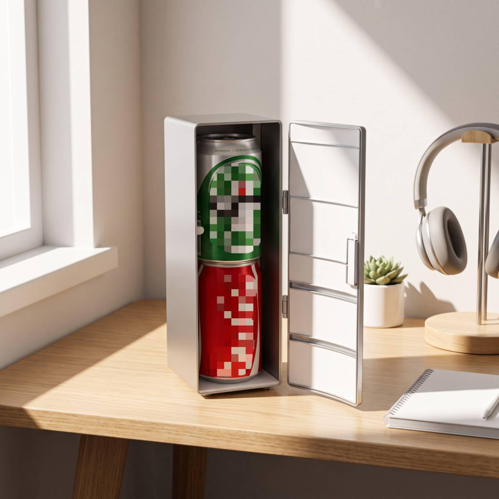 Refrigerador Usb Mini Nevera de Escritorio Calentador Frigorífico Compacto con Diseño Ahorra Espacio y Consumo Máximo 10W Apto para Oficina Hogar Viajes Estudio