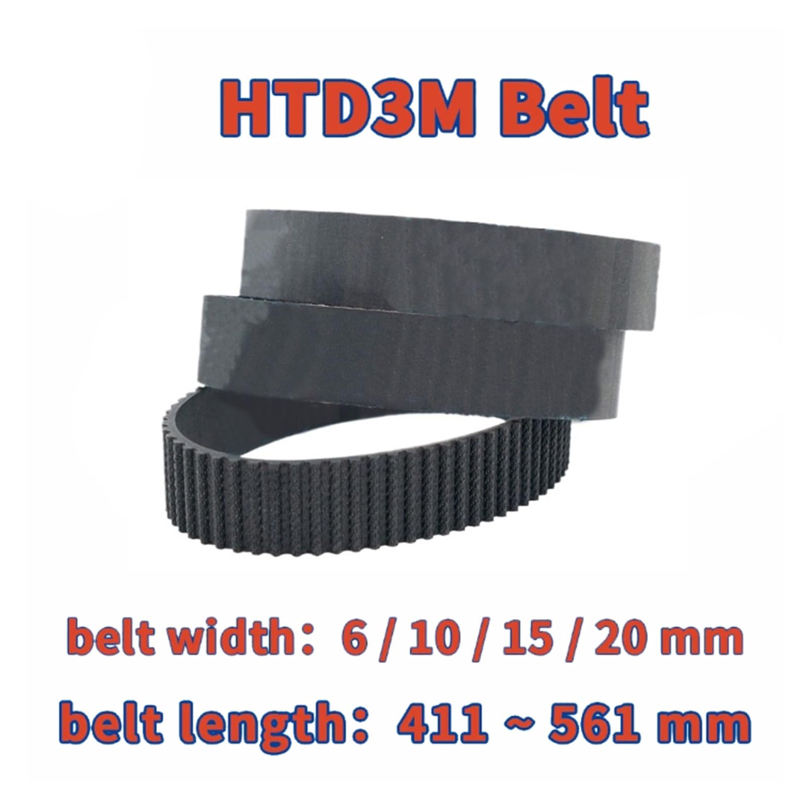 1 Stück HTD 3 M Zahnriemen Länge 411 mm ~ 561 Breite 20 Gummi Closed Loop Synchron(561mm)