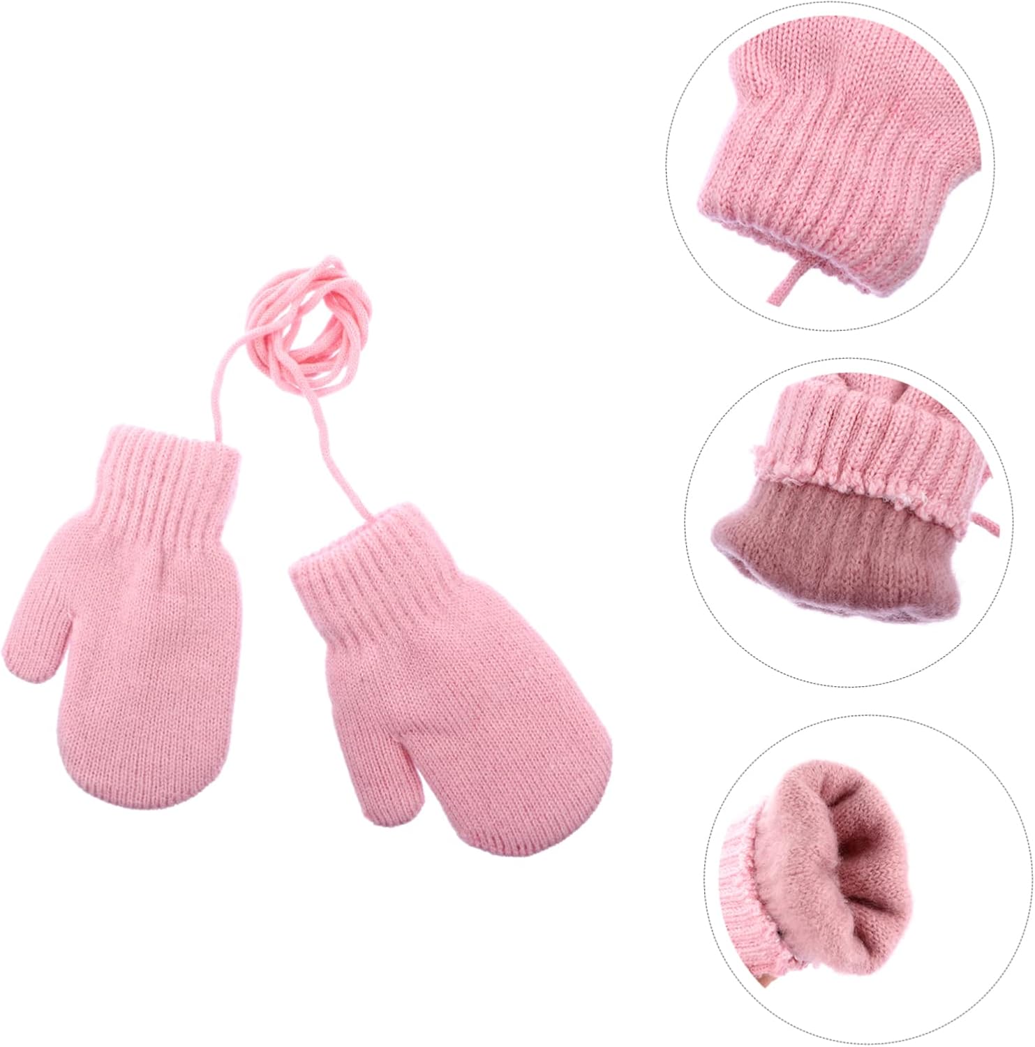 Beavorty 1Pair Thick Knitted Gloves Winter Warm Mittens for Boys with Hanging Rope Elastic Fit for Flexibility Cold Weather Durable Practical for Long Term Use