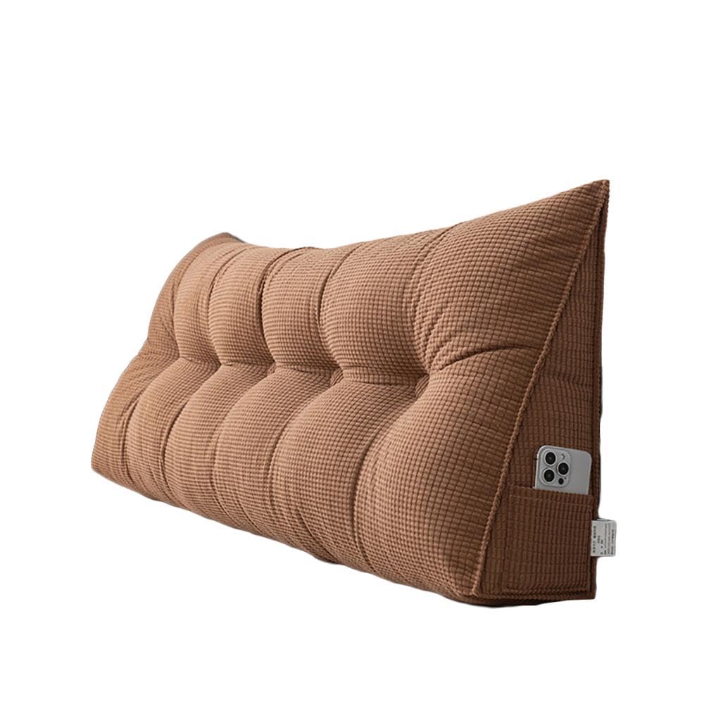 BCVPGF Triangular Headboard Cushion, Headboard Pillow, Wedge Lumbar Pillows, Bedroom Wedge Cushions, Backrest Positioning Support Long Pillows for Daybed,Brown-120cm