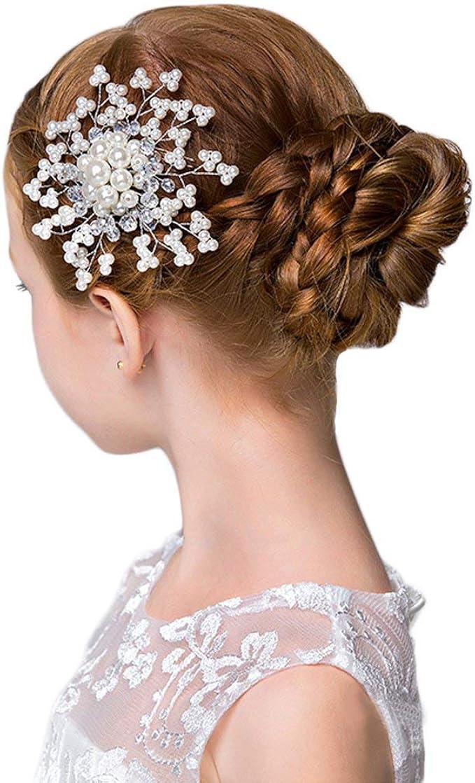 Amazon Iozo 髪飾り ヘアコーム パール 子供 発表会 アクセサリー 花 簪 結婚式 可愛いヘアコームピアノ発表会 フラワー 入学式 卒業 式 パーティー 女の子 Fs ファッション小物 通販