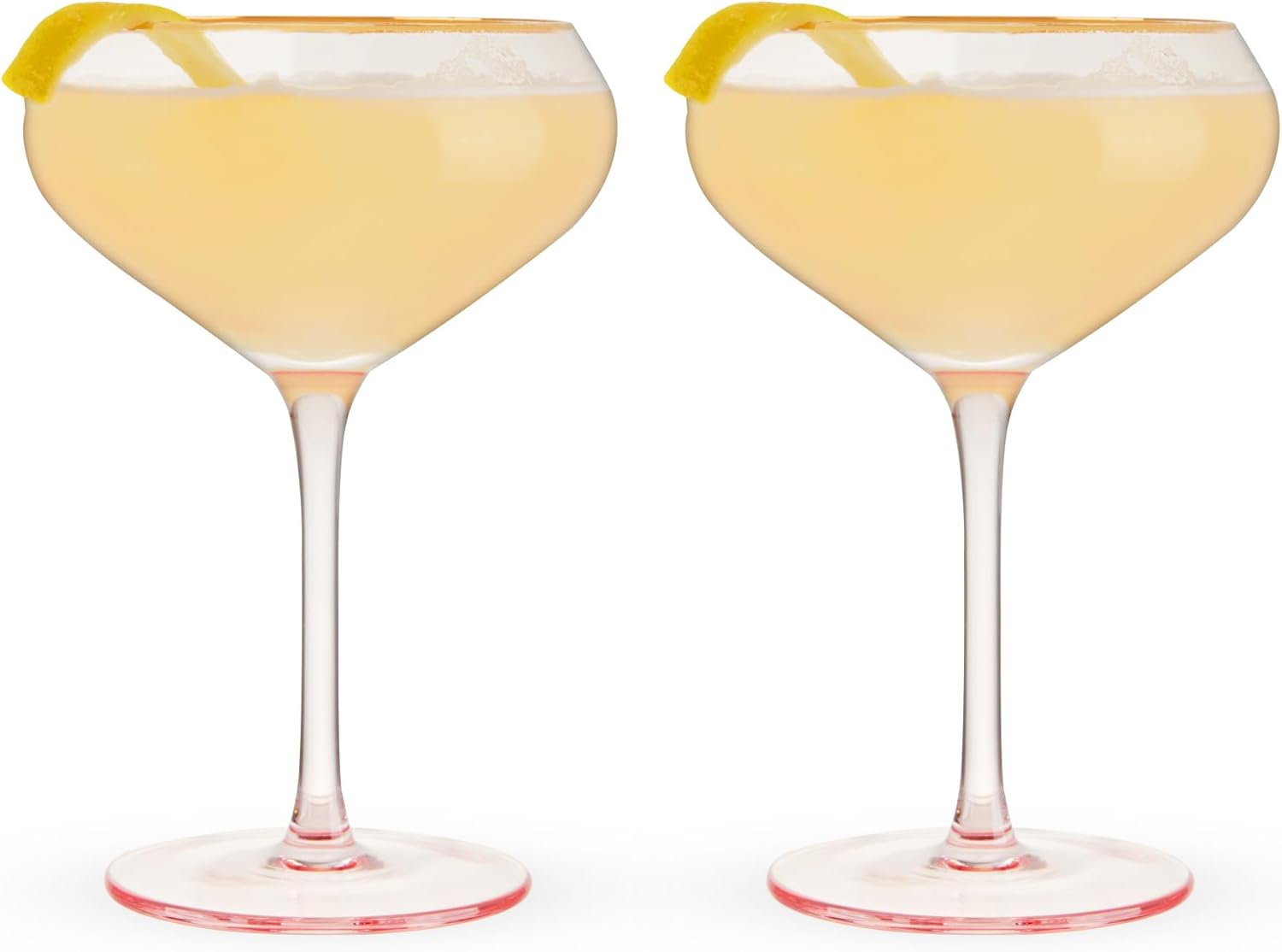 Twine Rose Crystal Coupe Glasses, Stemmed Cocktail Glasses for Mixed Drinks, Cold Brew Cocktails, Espresso Martinis, Bar Cart, Housewarming and Wedding Gifts, Hosting Essentials, 11.5 oz, Set of 2